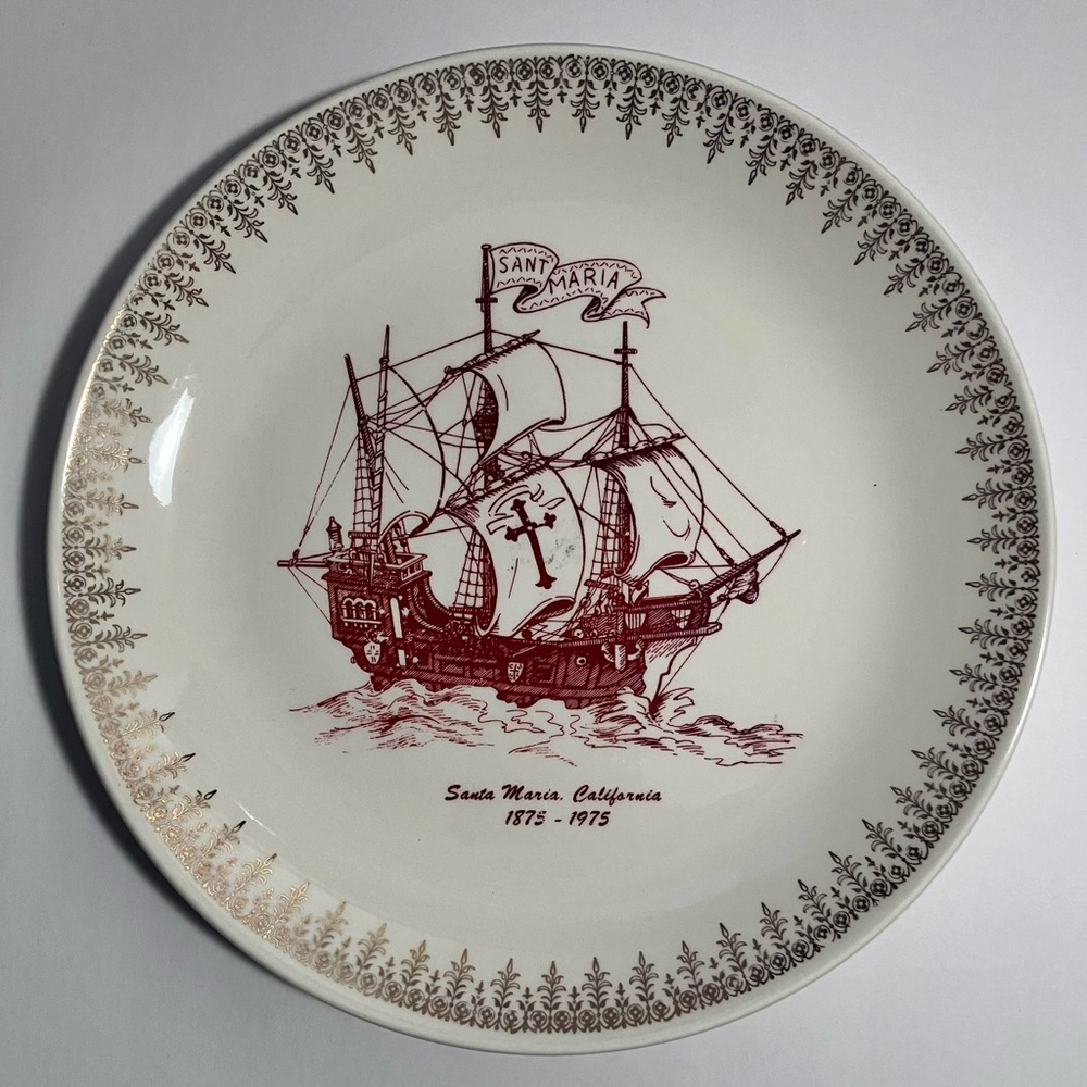 SANTA MARIA California COMMEMORATIVE PLATE / 100th Anniversary TOWN FORMATION